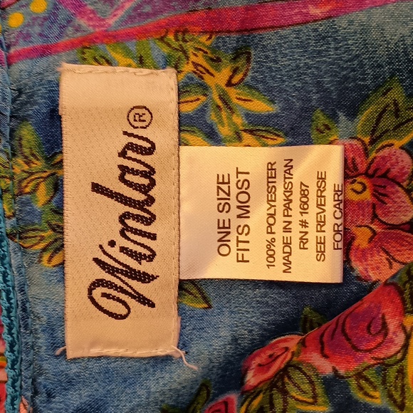 Winlar One Size Fits Most Royal Blue Floral Kaftan (Caftan) - Picture 8 of 10